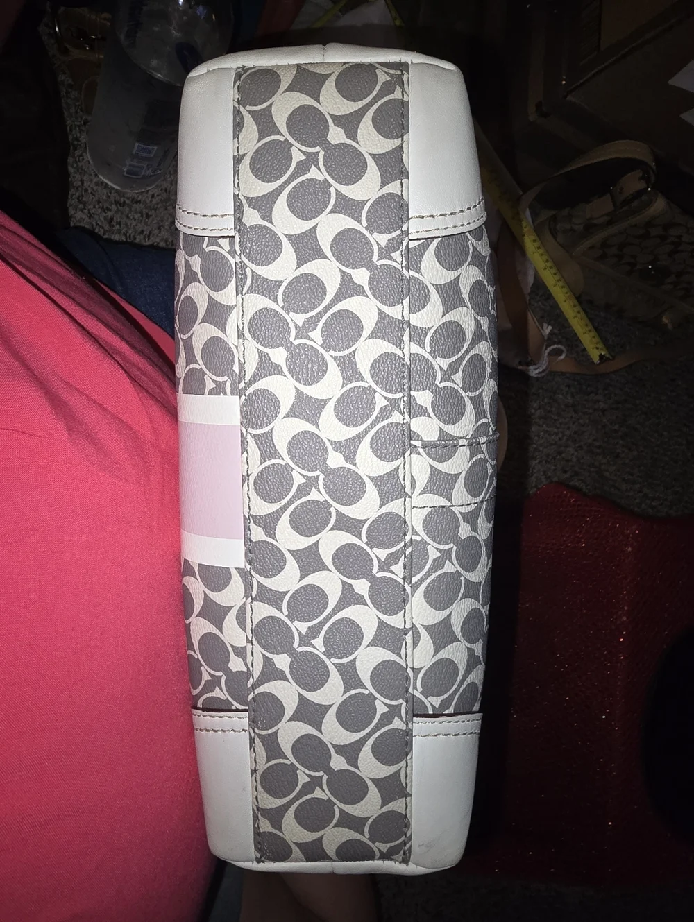 Coach Signature Tote in Gray, White & Pink